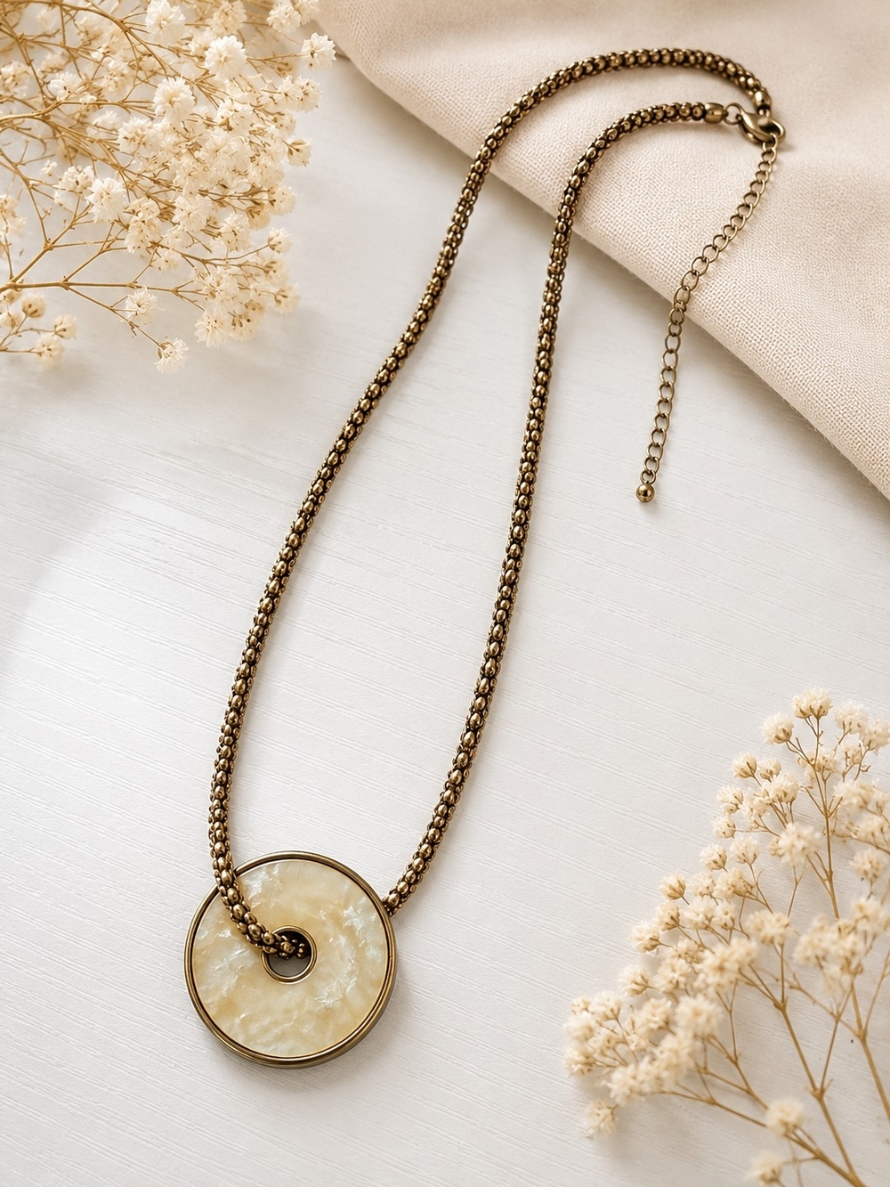 Gold-Tone Cream Pendant Necklace - Women Jewelry